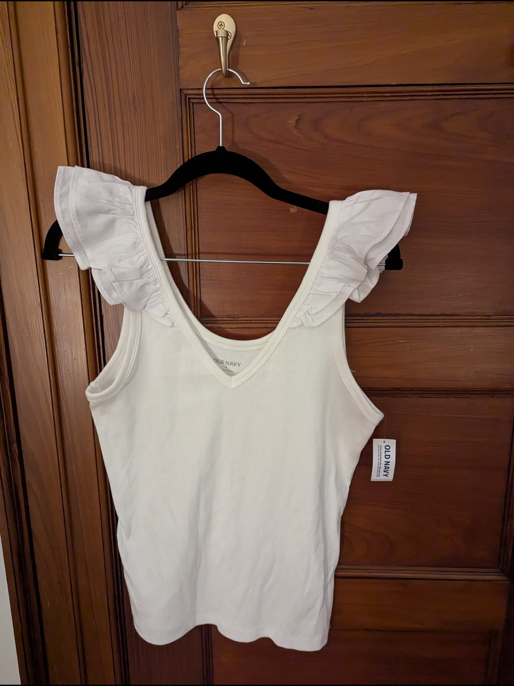 Old Navy Women's White Ruffle-Sleeve Tank Top